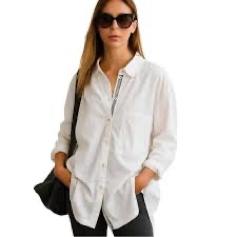 Johnny‎ Was Poplin Relaxed Pocket Button Down Shirt Small